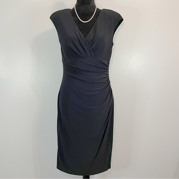 Lauren Ralph Lauren Dresses & Skirts - NWT - Lauren by Ralph Lauren Surplice Jersey Cap Sleeve Dress in Black - 10